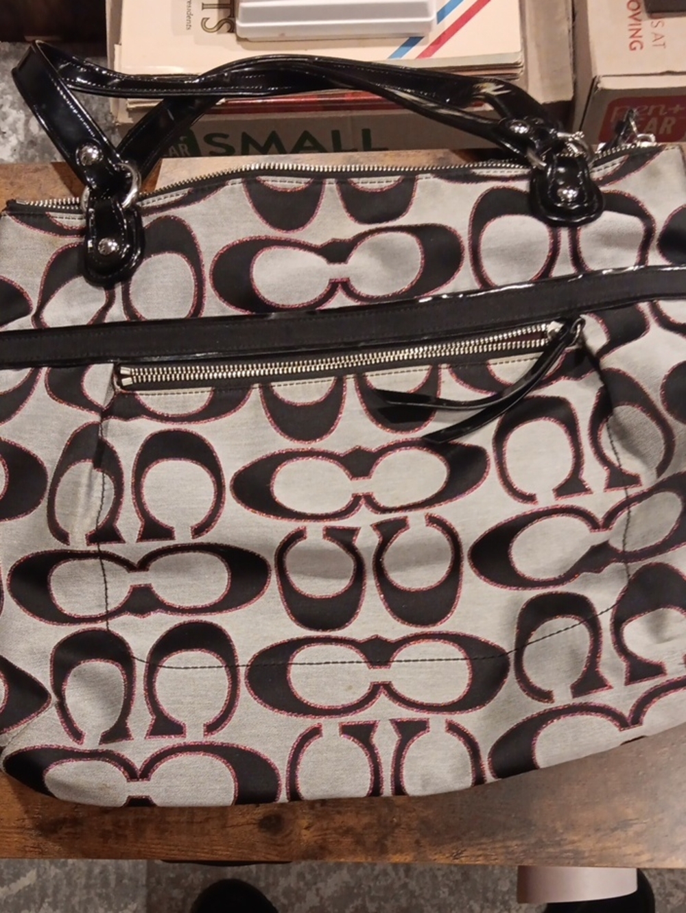 Coach Poppy Signature Metallic Lurex Glam Tote (Style 18979)